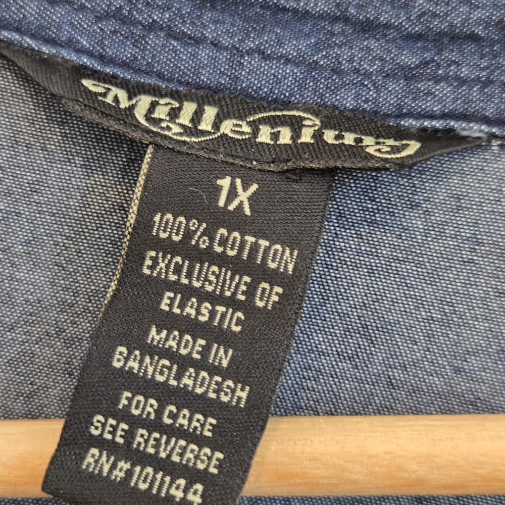 Milleniun Denim Dark Wash Dress Siz 1X Cottagecore Western - Picture 3 of 11